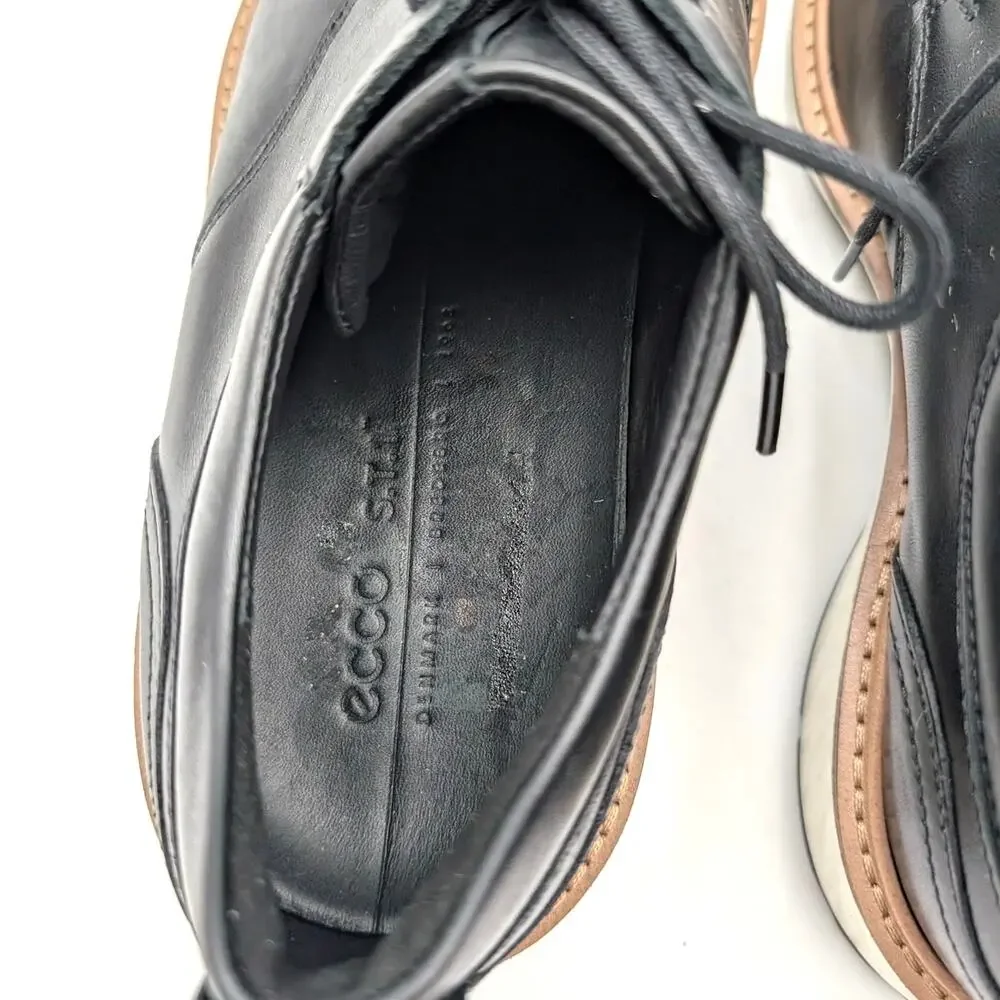 Ecco ST.1 Hybrid Lace-Up Derby Shoes Cap Toe Men's Black Size US5-5.5 EU39